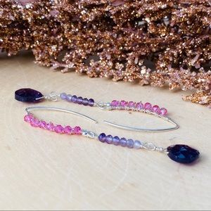 Genuine Sapphire & amethyst  gemstone Earrings